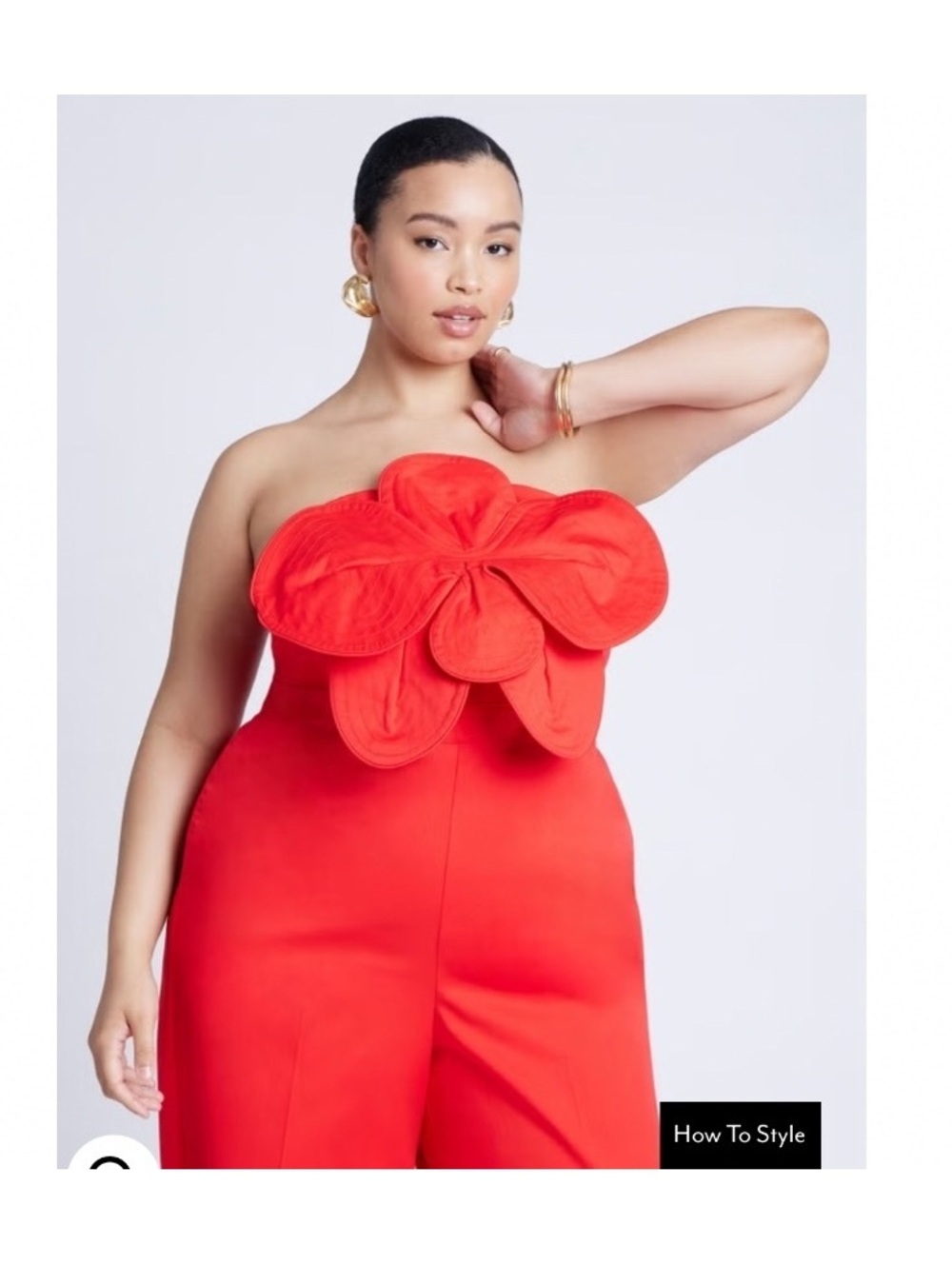 NWT Eloquii Strapless Red Flower Jumpsuit Size 20 - Picture 3 of 9